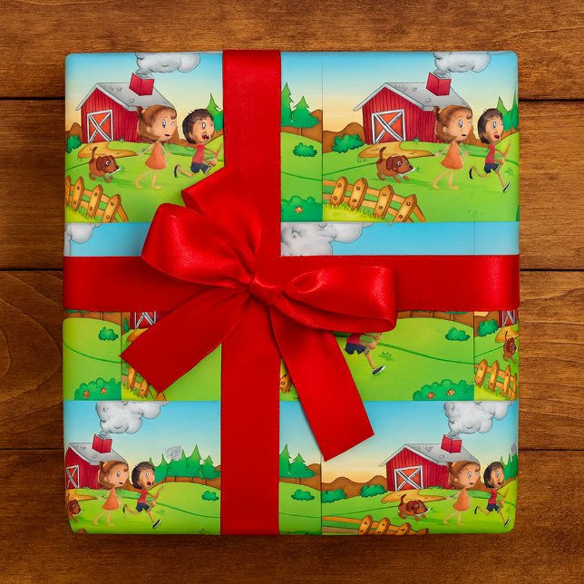 Kids At A Farm Wrapping Paper (Creator Uploaded)