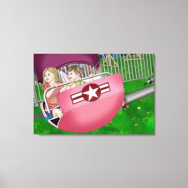 Kids at Carnival Whimsical Art Canvas Print (Front)