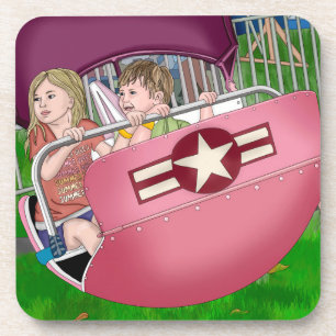 Kids at Carnival Whimsical Art Coaster