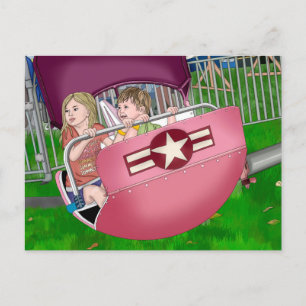 Kids at Carnival Whimsical Art Postcard