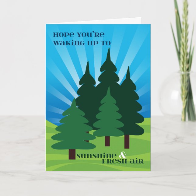 Kids at Summer Camp Sunshine and Fresh Air Trees Card (Front)