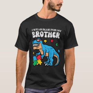Kids Autism Awareness Blue For My Brother Trex Tod T-Shirt