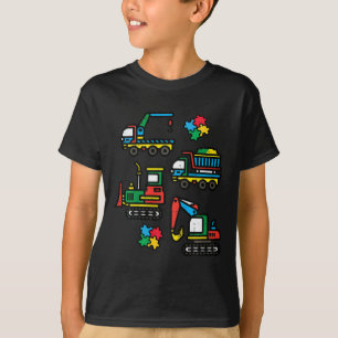Kids Autism Awareness Construction Trucks Excavato T-Shirt