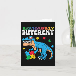 Kids Autism Awareness Dino Rawrsomely Different Tr Card