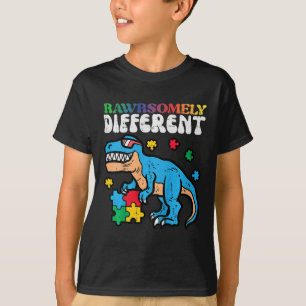 Kids Autism Awareness Dino Rawrsomely Different Tr T-Shirt