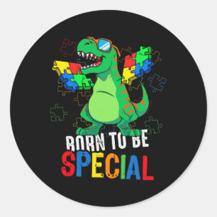 Kids Autism Awareness Dino Toddler Boys Dinosaur A Classic Round Sticker