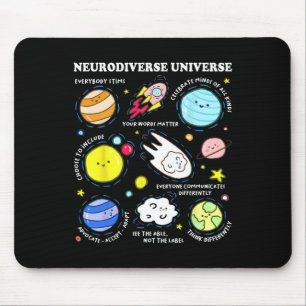 Kids Autism Awareness Neurodiverse Universe Neurod Mouse Pad