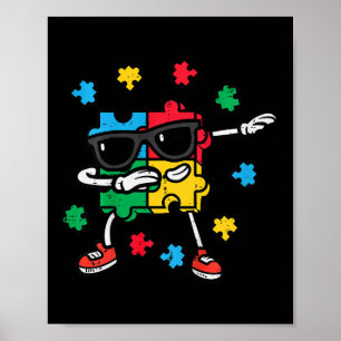 Kids Autism Awareness Puzzle Dab Asd Autistic Todd Poster
