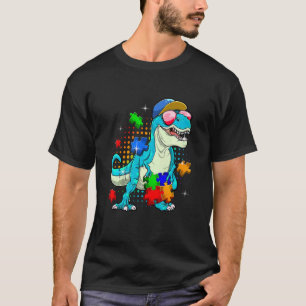 Kids Autism Awareness T Rex Holding Puzzle Funny T T-Shirt