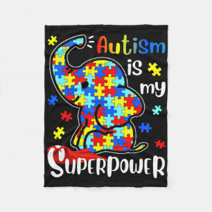 Kids Autism Is My Superpower Cute Elephant Autism Fleece Blanket