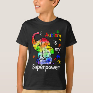 Kids Autism Is My Superpower Cute Elephant Autism T-Shirt