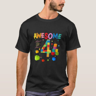 Kids Awesome 4 Year Old Building Blocks Bricks 4th T-Shirt