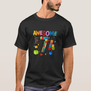Kids Awesome 7 Year Old Building Blocks Bricks 7th T-Shirt