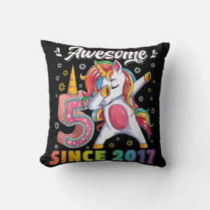 Kids awesome dabbing unicorn birthday 5 year old G Cushion