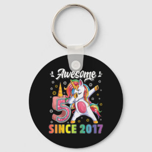 Kids awesome dabbing unicorn birthday 5 year old G Key Ring