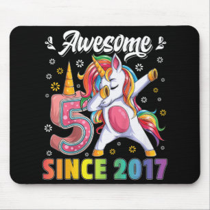 Kids awesome dabbing unicorn birthday 5 year old G Mouse Pad