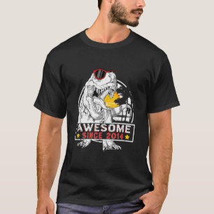 Kids Awesome Since 2014 8Th Birthday Boy Dinosaur T-Shirt