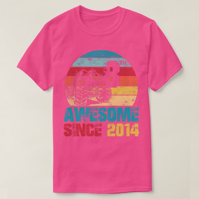 Kids Awesome Since 2014 8th Birthday Monster Truck T-Shirt (Design Front)