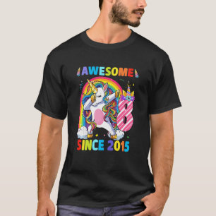 Kids Awesome Since 2015 Dabbing Unicorn 8th Birthd T-Shirt