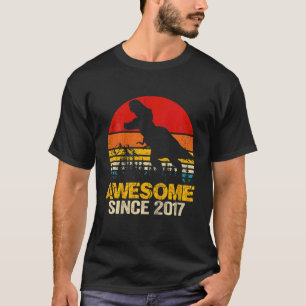 Kids Awesome Since 2017 5th Birthday Dinosaur Trex T-Shirt
