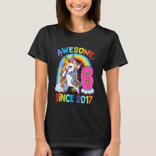 Kids Awesome Since 2017 Dabbing Unicorn 6th Birthd T-Shirt
