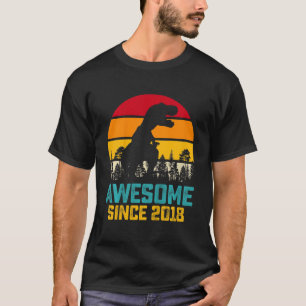 Kids Awesome Since 2018 Dinosaur 4 Year Old Kids 4 T-Shirt