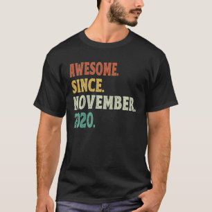 Kids Awesome Since November 2020 2nd Birthday Gift T-Shirt