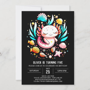 Kids Axolotl Ocean Birthday Invitation