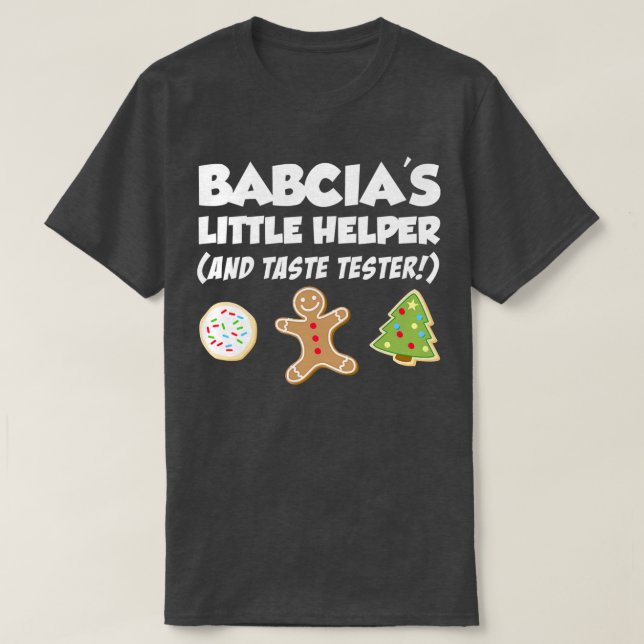 Kids Babcia's Little Helper Christmas Cookie Bakin T-Shirt (Design Front)