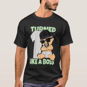 Kids Baby 1st Birthday Boy Girl 1 Year Like A Boss T-Shirt