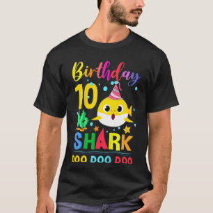 Kids Baby Cute Shark 10th Birthday Boy Girl 10 Yea T-Shirt