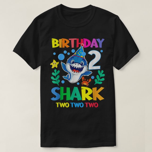 Kids Baby Cute Shark 2nd Birthday Boy Girl Two 2 Y T-Shirt (Design Front)