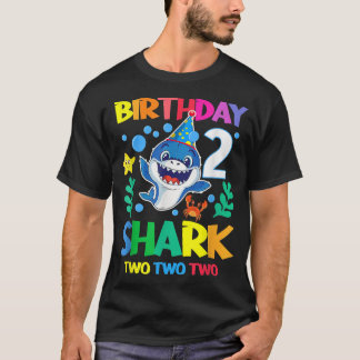 Kids Baby Cute Shark 2nd Birthday Boy Girl Two 2 Y T-Shirt