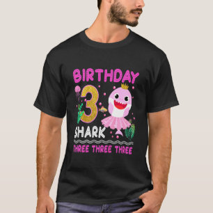 Kids Baby Cute Shark 3rd Birthday Boy Girl 3 Year T-Shirt