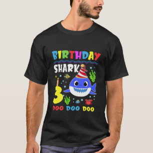 Kids Baby Cute Shark 3Rd Birthday Boy Girl 3 Year T-Shirt