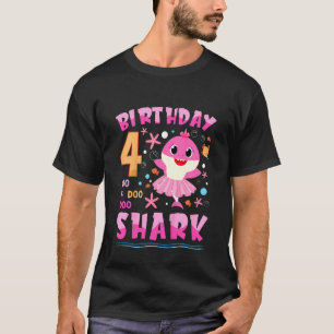 Kids Baby Cute Shark 4th Birthday Boy Girl 4 Year  T-Shirt