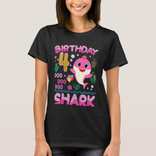 Kids Baby Cute Shark 4th Birthday Boy Girl 4 Year T-Shirt