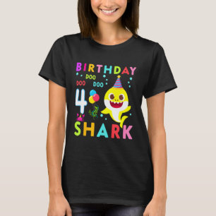 Kids Baby Cute Shark 4th Birthday Boy Girl 4 Year T-Shirt