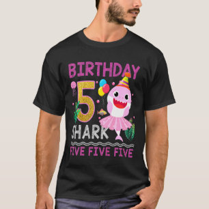 Kids Baby Cute Shark 5th Birthday Boy Girl 5 Year T-Shirt