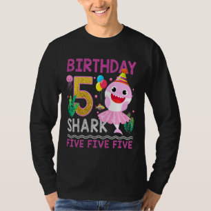 Kids Baby Cute Shark 5th Birthday Boy Girl 5 Year  T-Shirt
