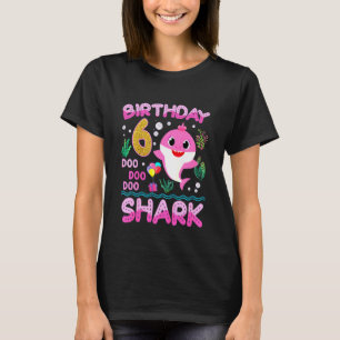 Kids Baby Cute Shark 6th Birthday Boy Girl 6 Year  T-Shirt