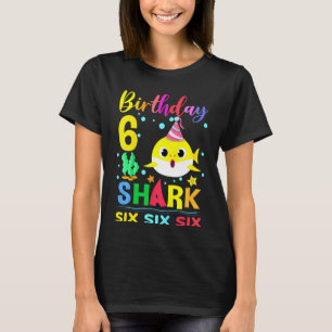 Kids Baby Cute Shark 6th Birthday Boy Girl 6 Year T-Shirt