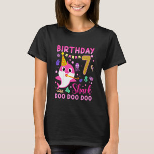 Kids Baby Cute Shark 7th Birthday Boy Girl 7 Year T-Shirt