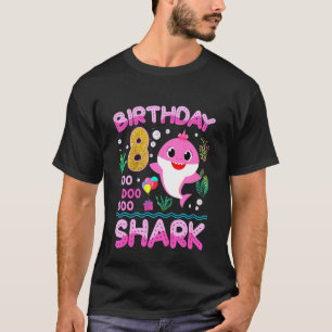 Kids Baby Cute Shark 8th Birthday Boy Girl 8 Year  T-Shirt