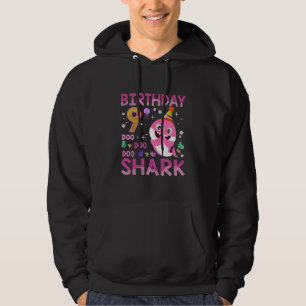 Kids Baby Cute Shark 9th Birthday Boy Girl 9 Year Hoodie