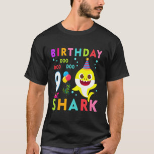 Kids Baby Cute Shark 9th Birthday Boy Girl 9 Year  T-Shirt