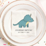 Kids / baby dino party. Blue dinosaur Boy birthday Napkin<br><div class="desc">Boy birthday napkins with blue dinosaur for kids or baby party.</div>