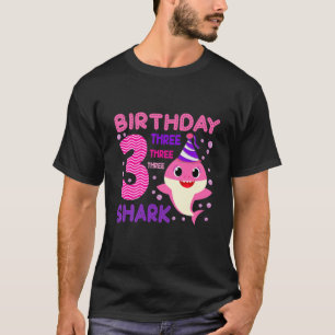 Kids Baby Shark 3 Years Old 3Rd Birthday Doo Doo T-Shirt