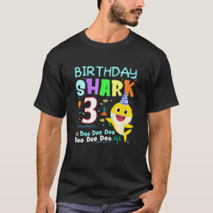 Kids Baby Shark 3 Years Old 3Rd Birthday Doo Doo T-Shirt