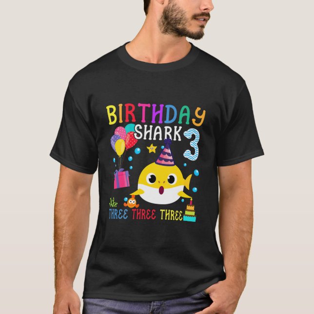 Kids Baby Shark 3Rd Birthday Boy Girl 3 Year Old G T-Shirt (Front)